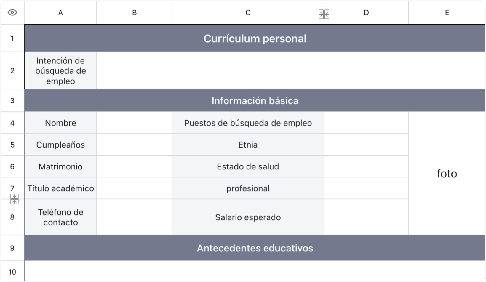 Currículum personal de búsqueda de empleo 3